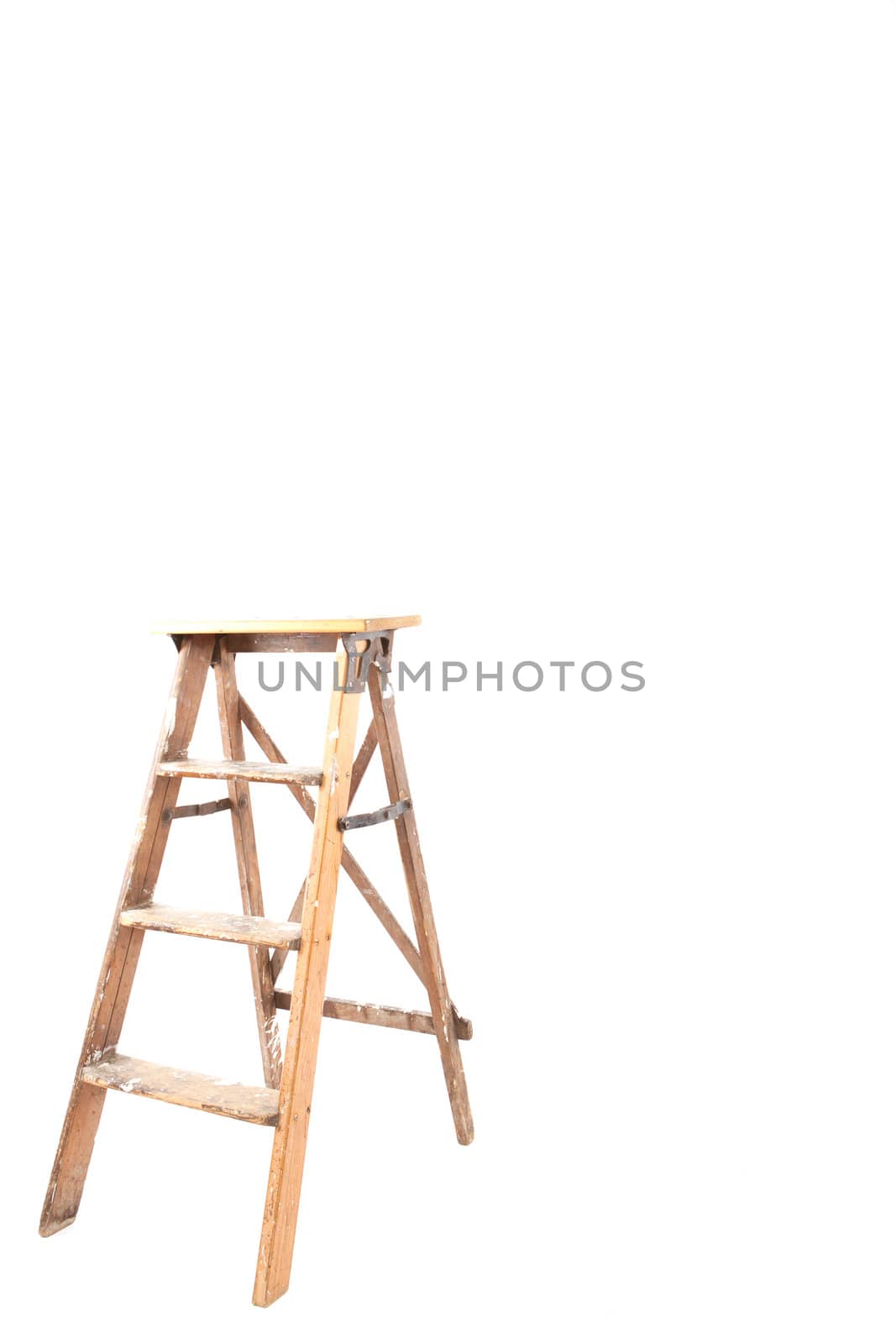 old wooden ladder isolated on white background by juniart