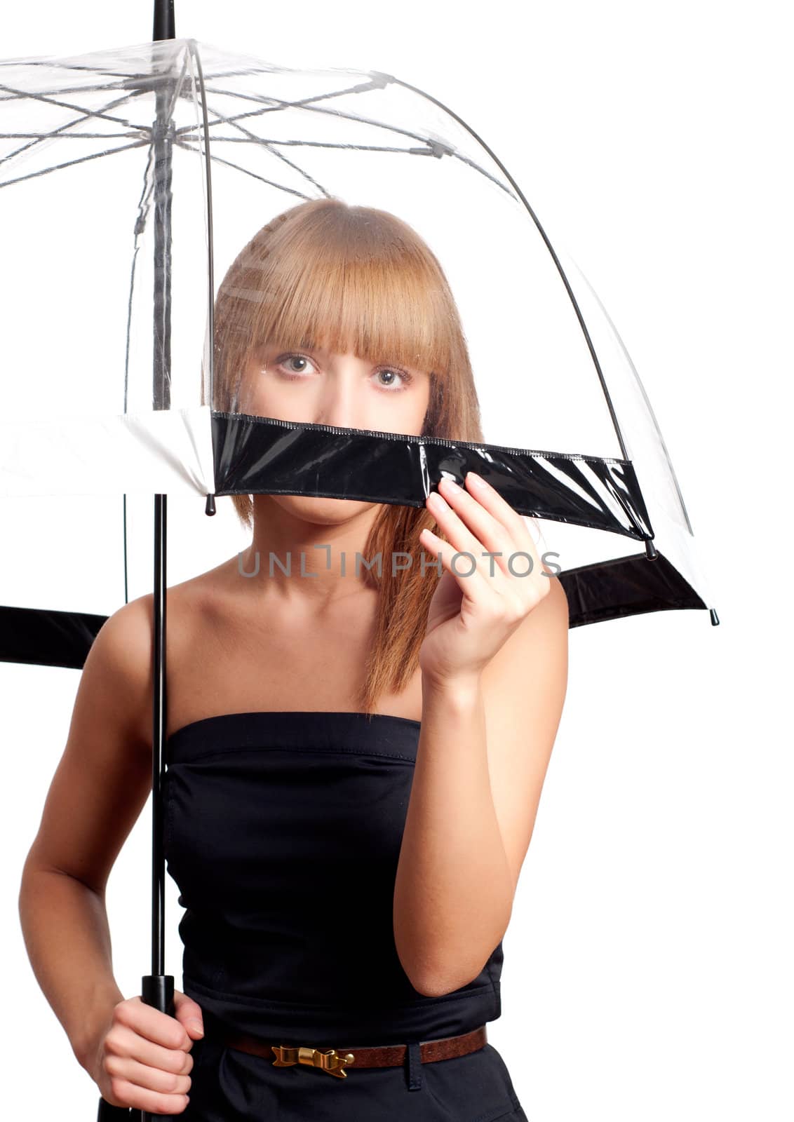 Young fashionable woman smile and holding umbrella