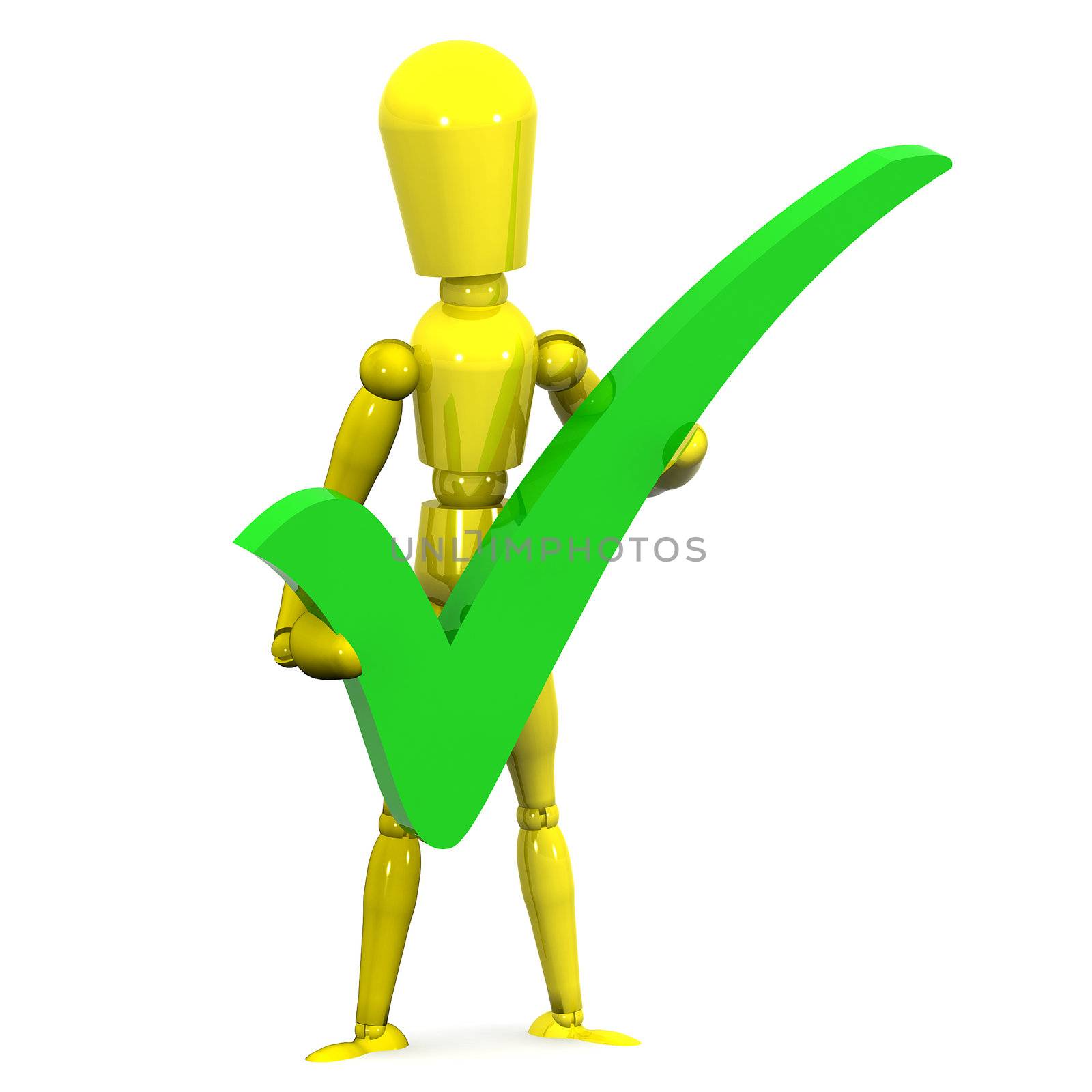 A Colourful 3d Rendered Man Holding a Tick Concept Illustration