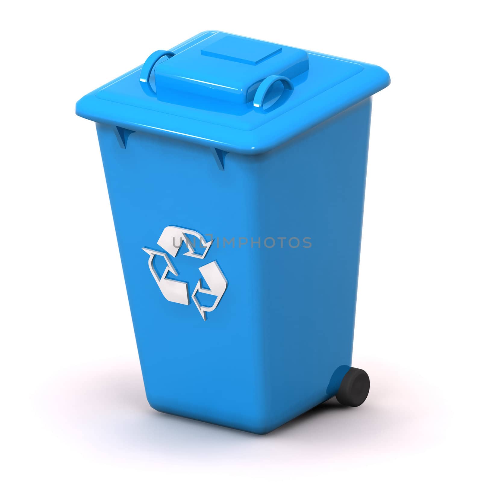 A Colourful 3d Rendered Blue Recycle Bin Concept Illustration