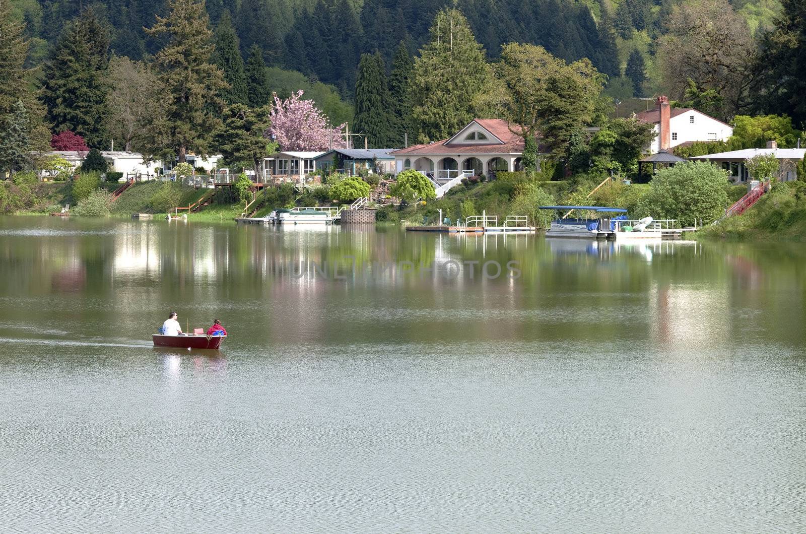 Lakefront properties, and boat Woodland WA.