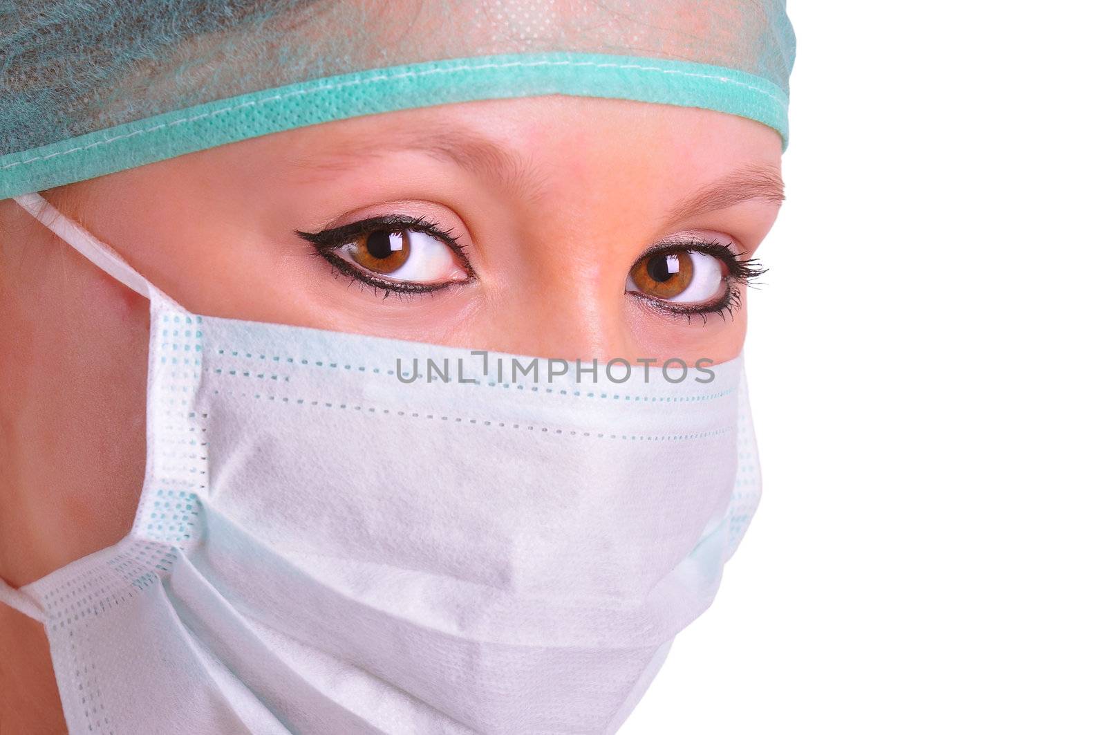 Female Surgeon with face mask by ruigsantos