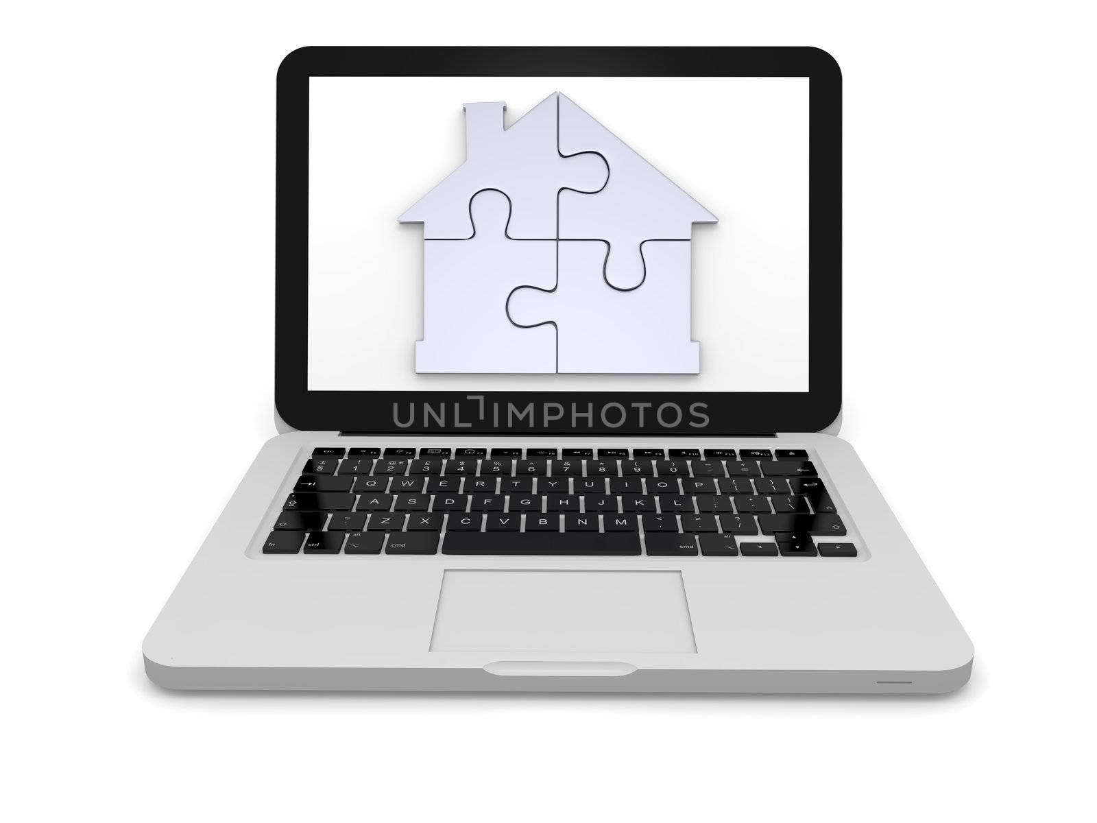 Home jigsaw on laptop screen by Harvepino