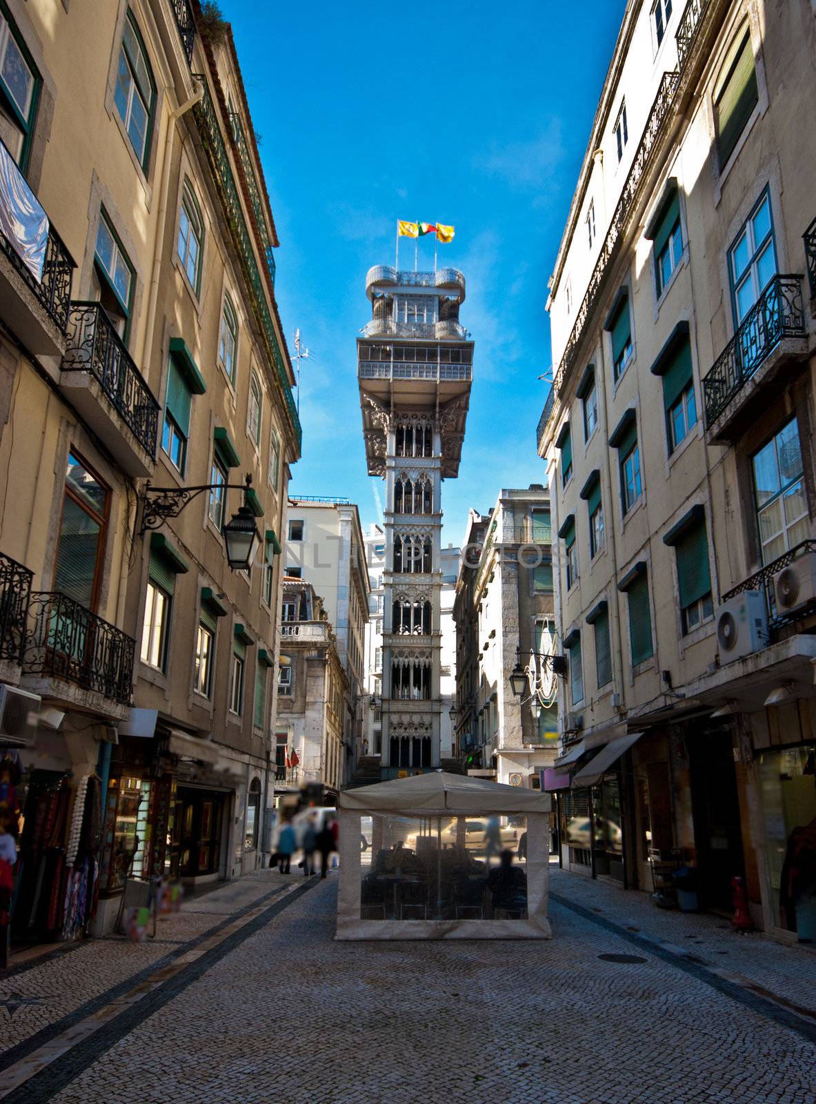 view of the Elevador de Santa Justa in Lisbon