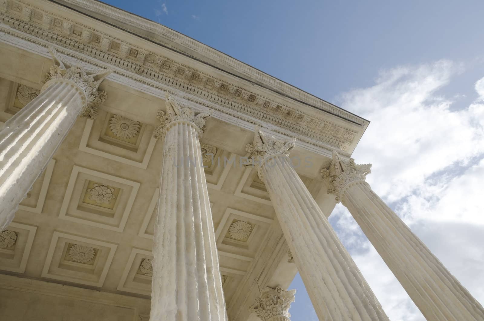 columns of Roman ruins in perspective