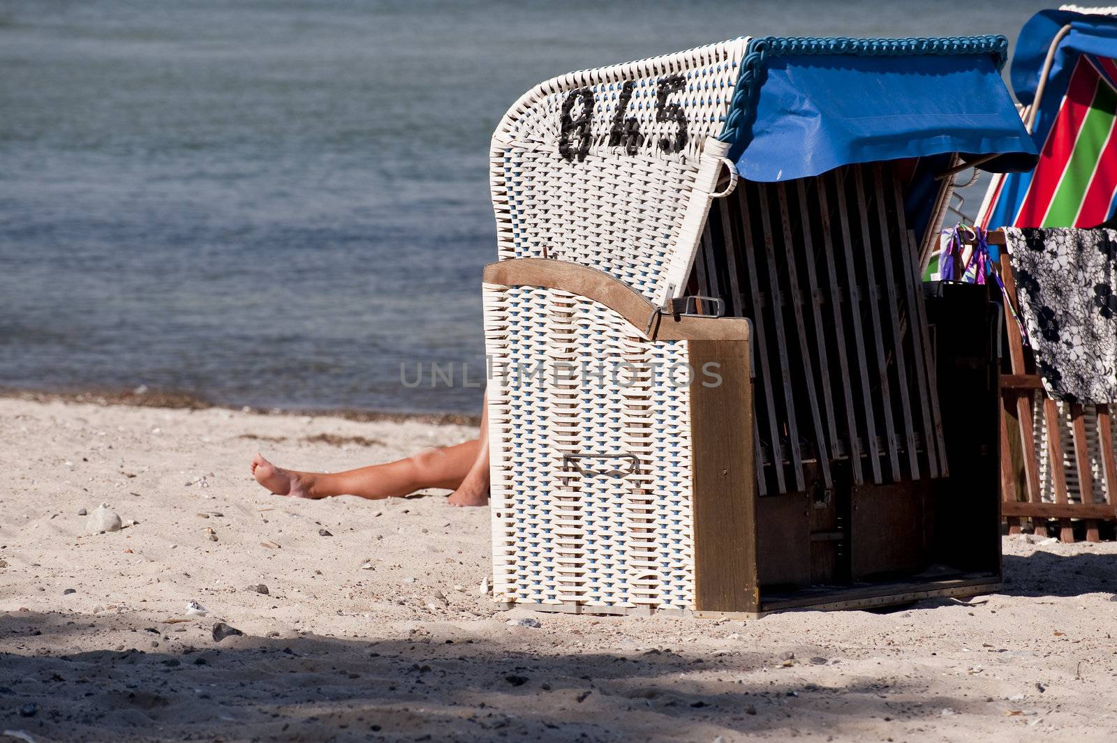 baltic sea beach with beach chair