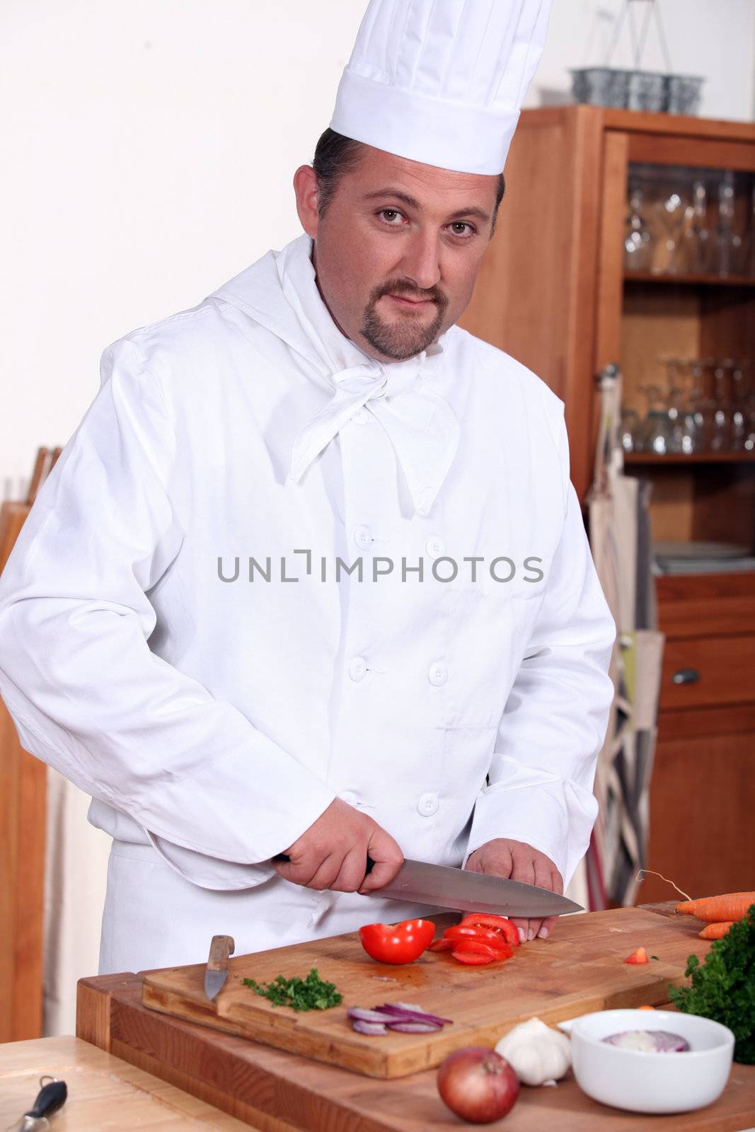 chef cutting vegetables