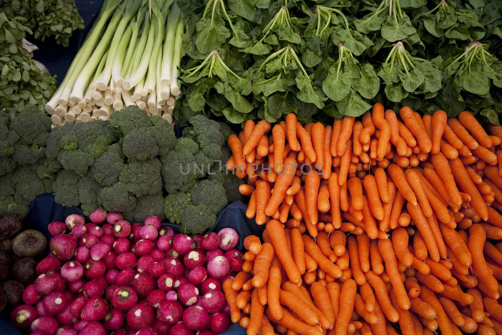 Selection of fresh vegetables found on a Turkish market in Fatih, Istanbul, Turkey.