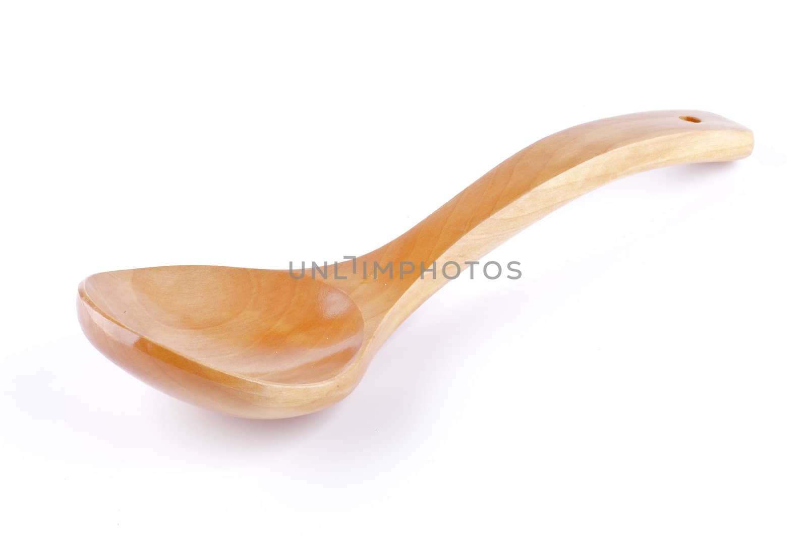 New wooden spoon isolated on white background