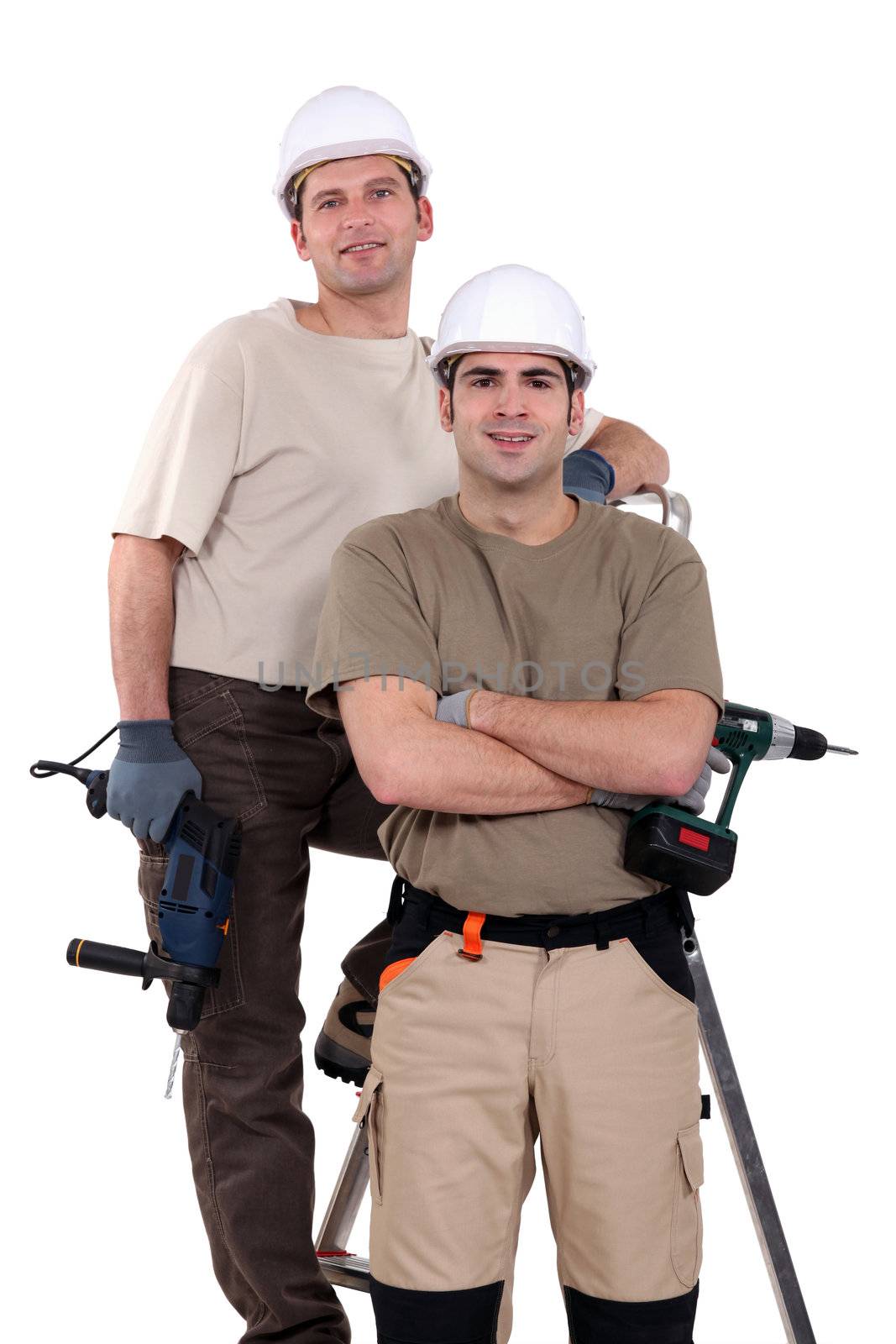 Two men with drills