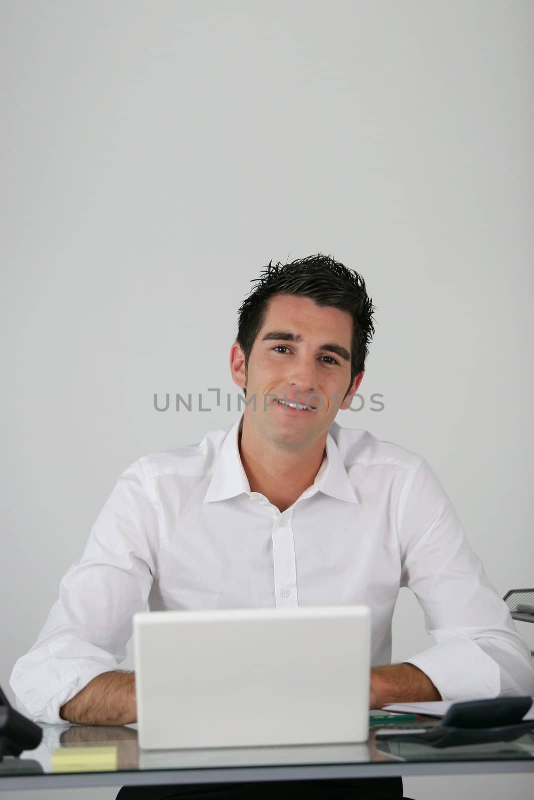 Businessman using a netbook
