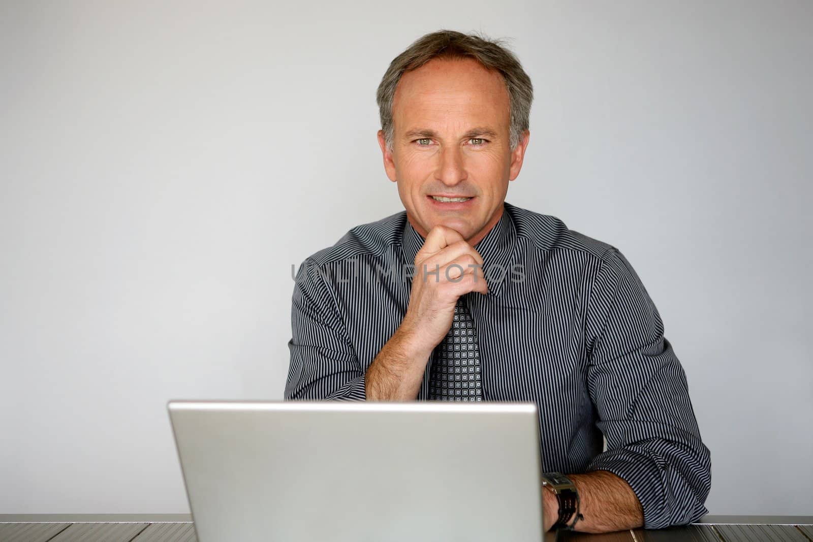 Businessman using a laptop computer