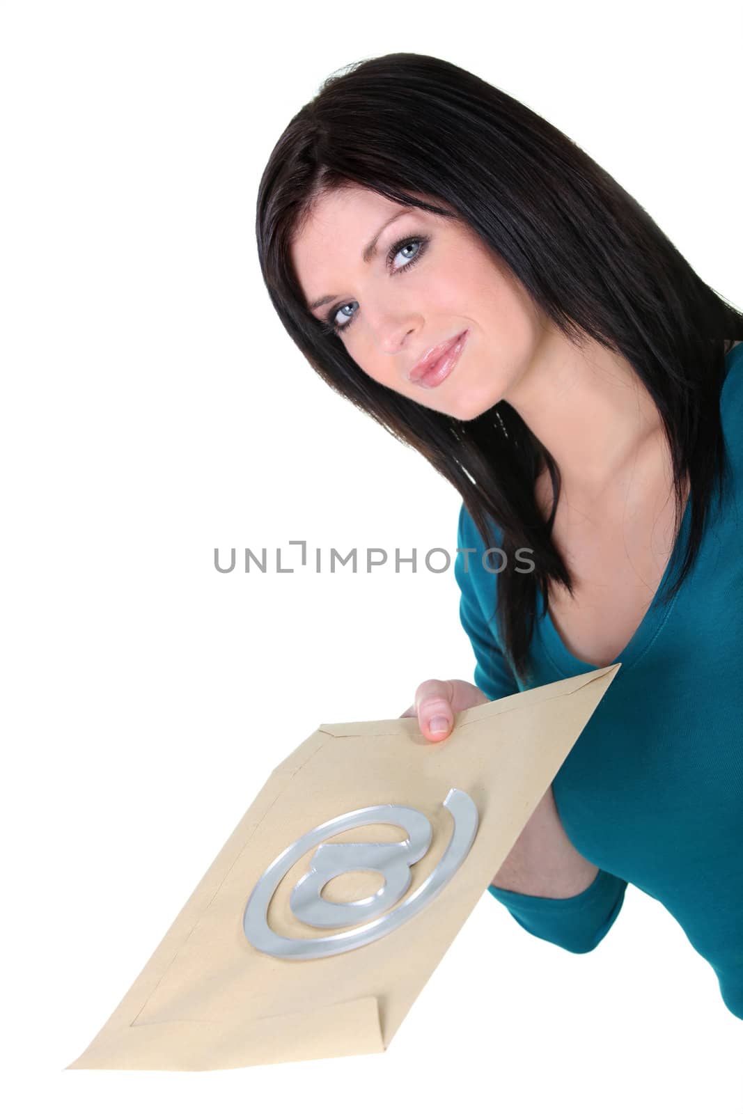 Woman at sign on and