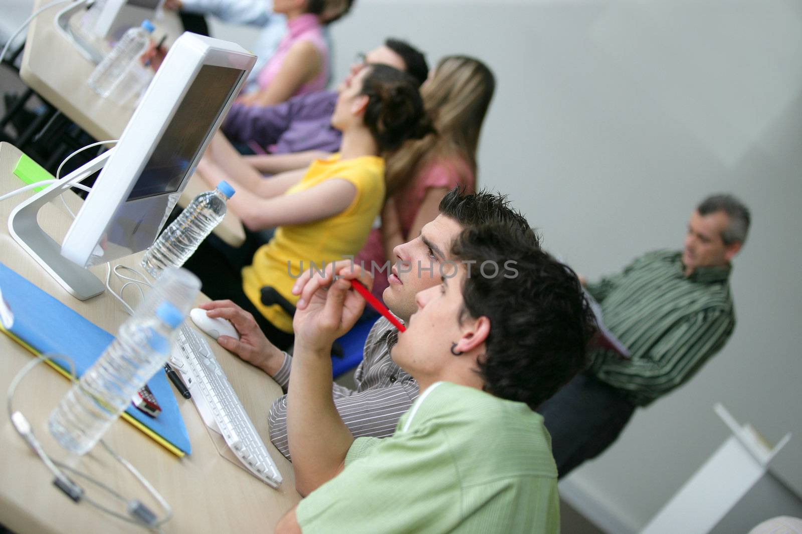 Young men in a classroom