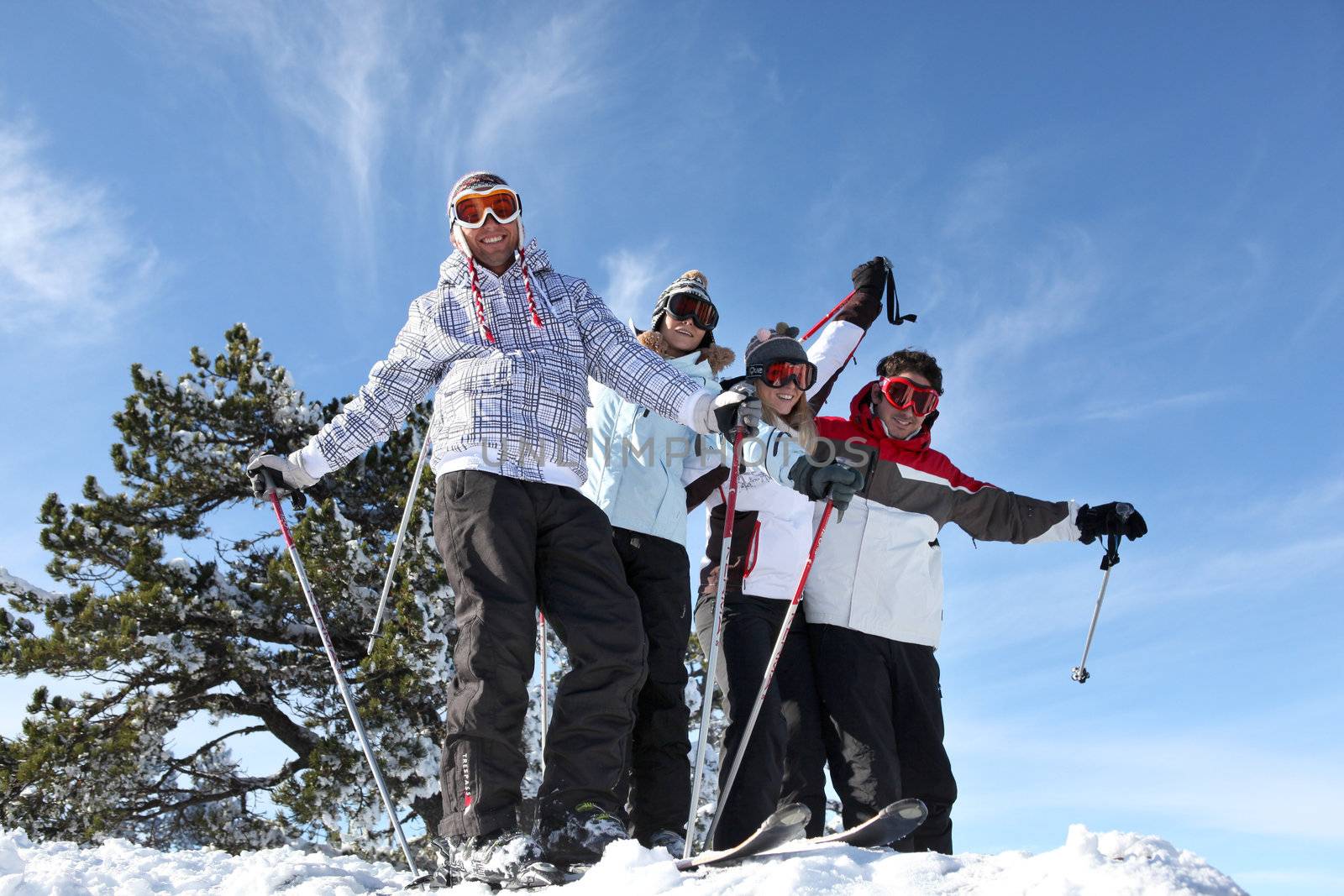 Young people having fun at ski holidays