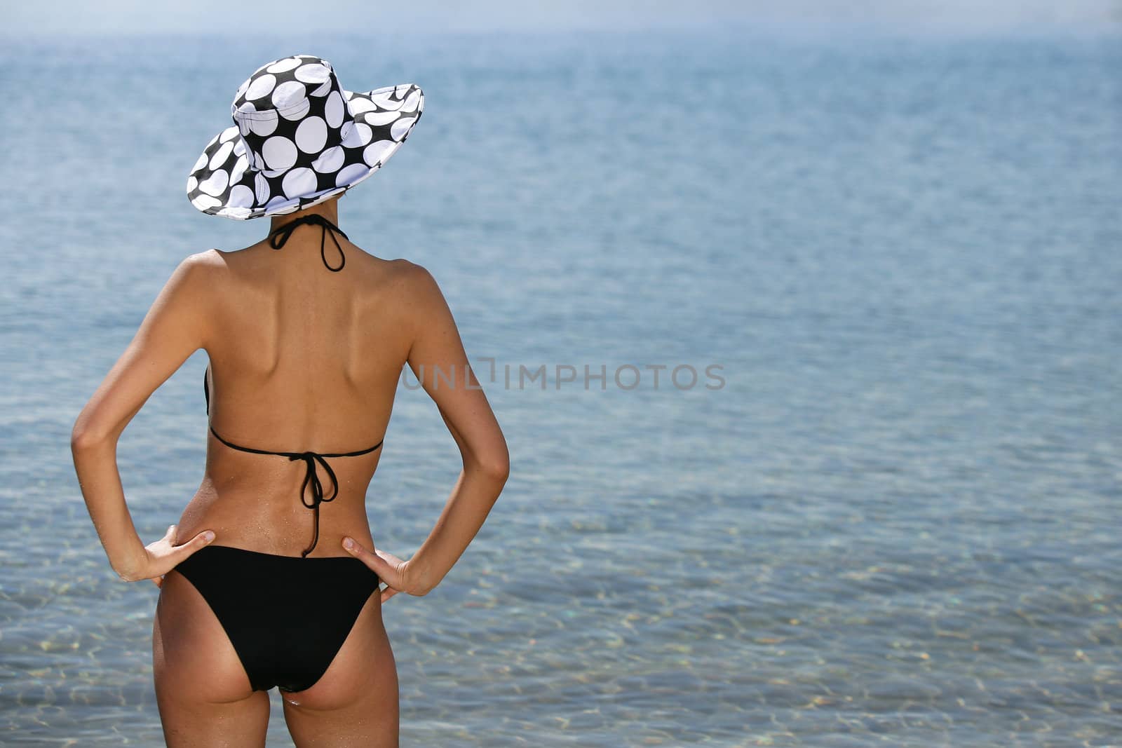 Woman in swimsuit, back view