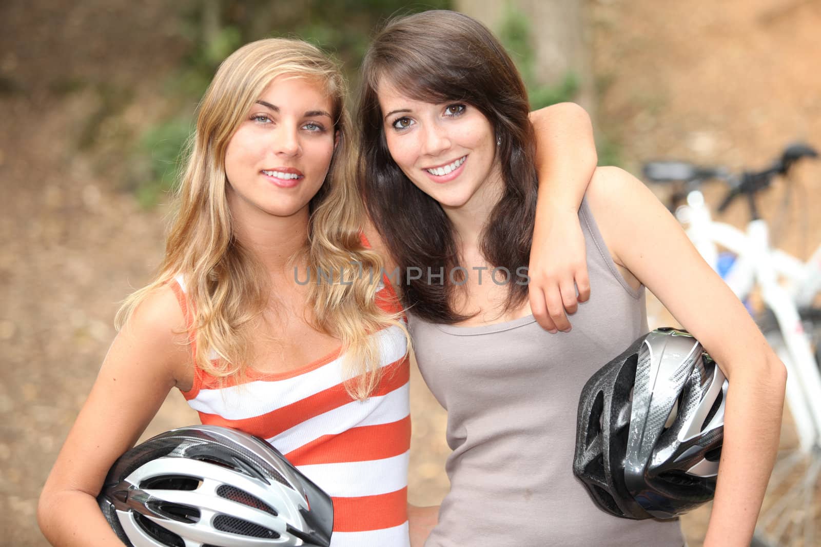 Young female cyclists
