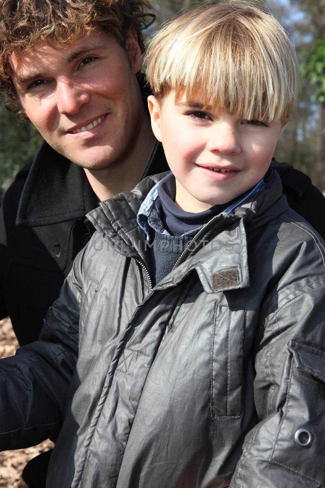 Father and son outdoors