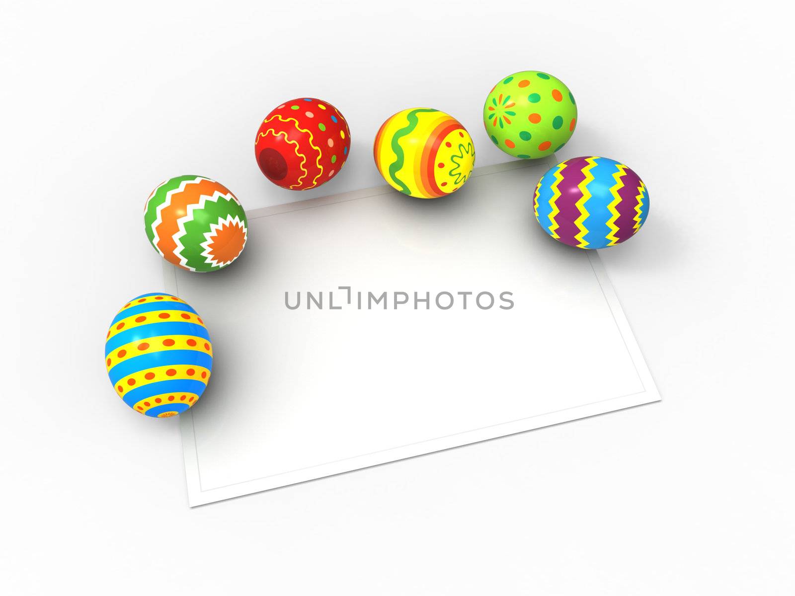 Easter eggs, color pack collection with card for the wishes