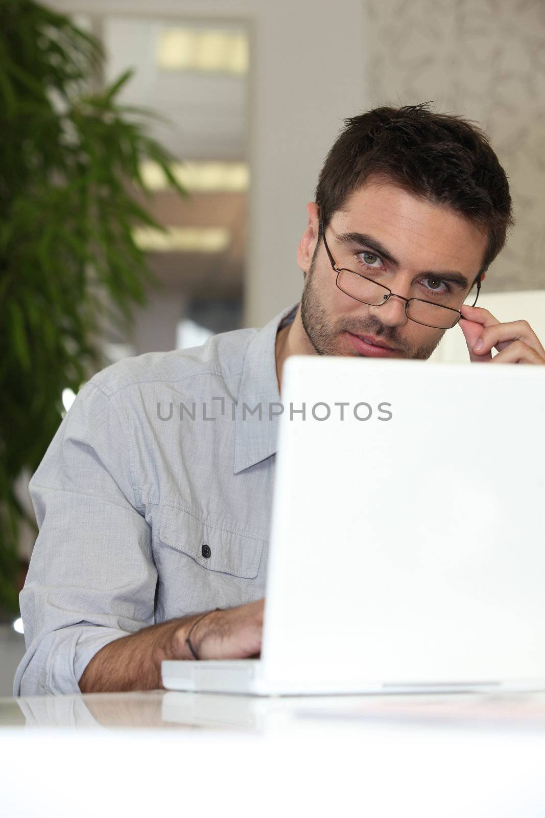 Man working on laptop