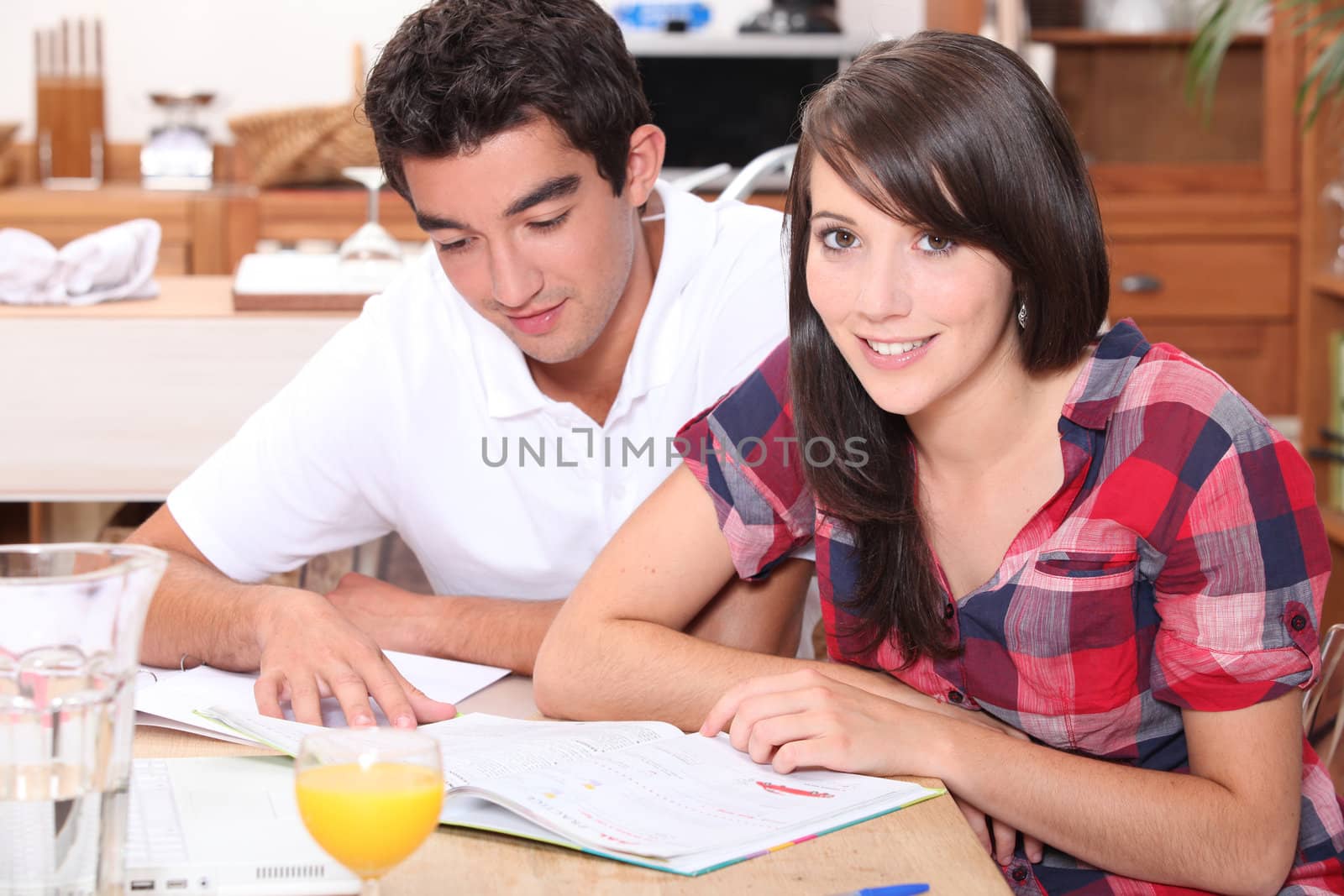 Teenagers studying