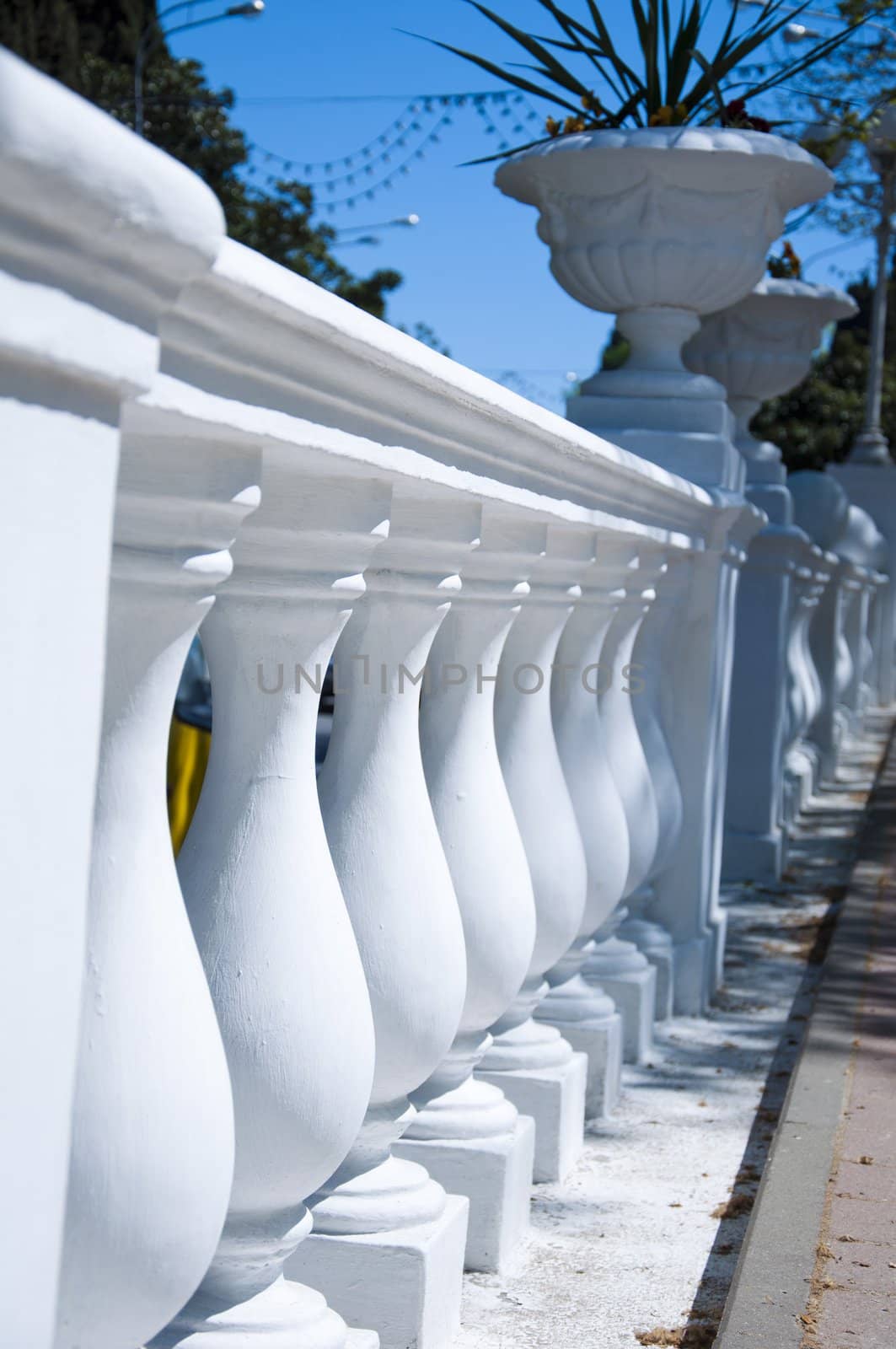 terrace overlooking the street with concrete balustrade