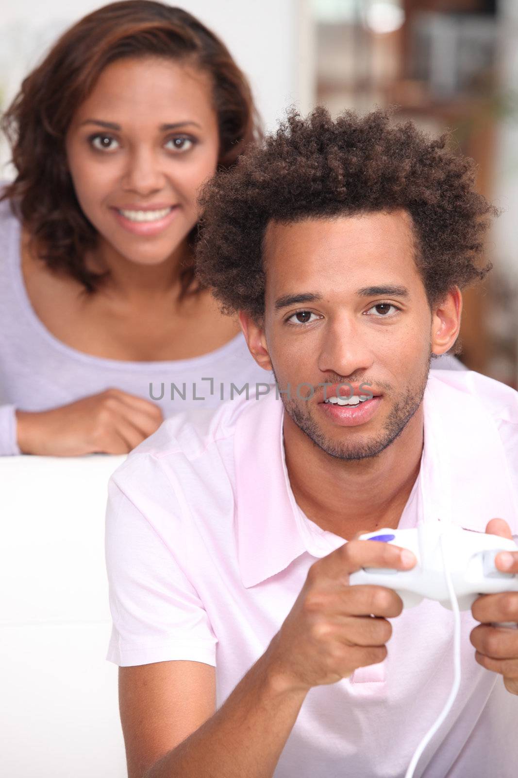 Couple playing video games