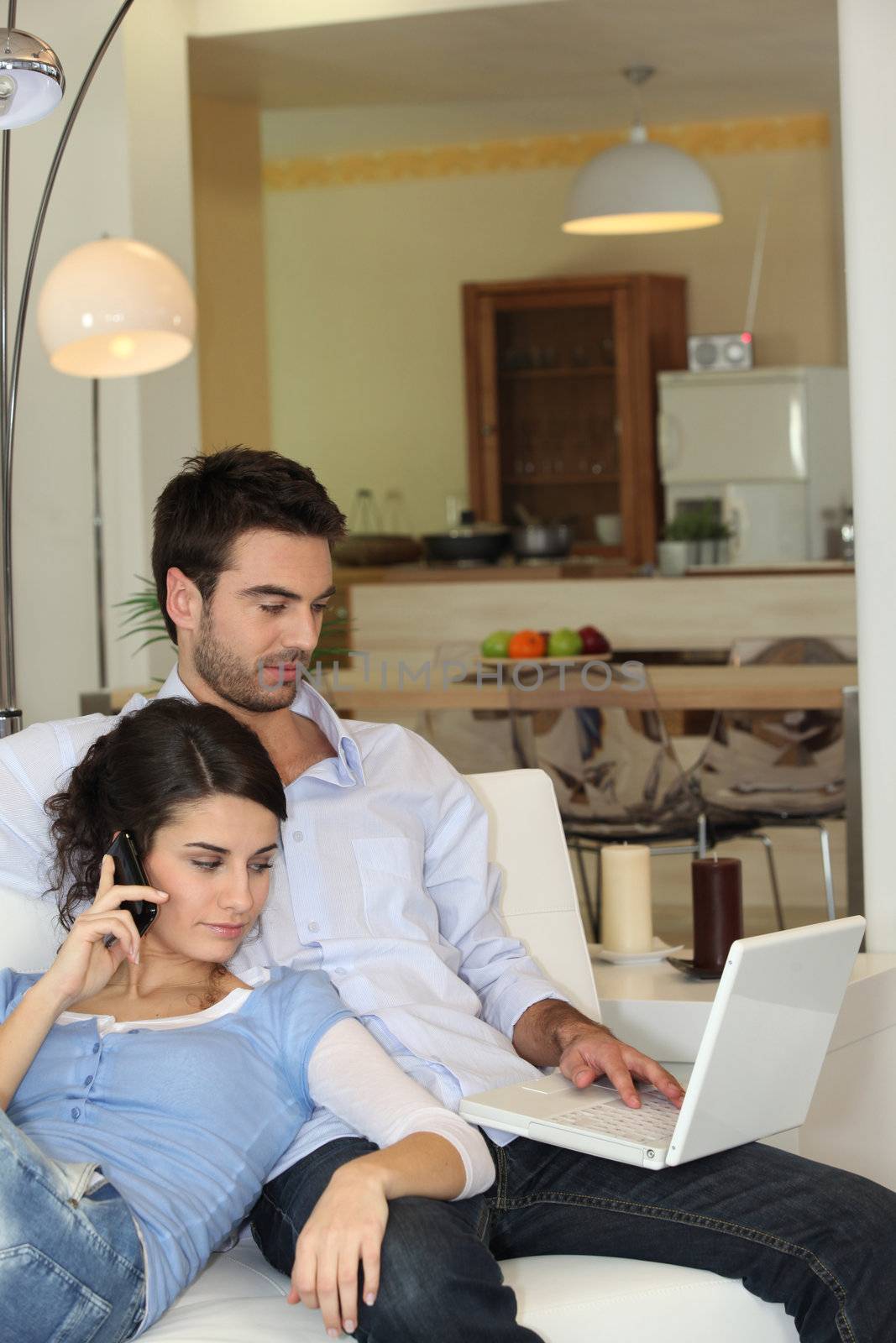 Couple relaxing at home