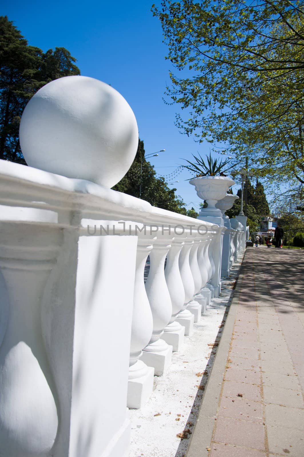 terrace overlooking the street with concrete balustrade