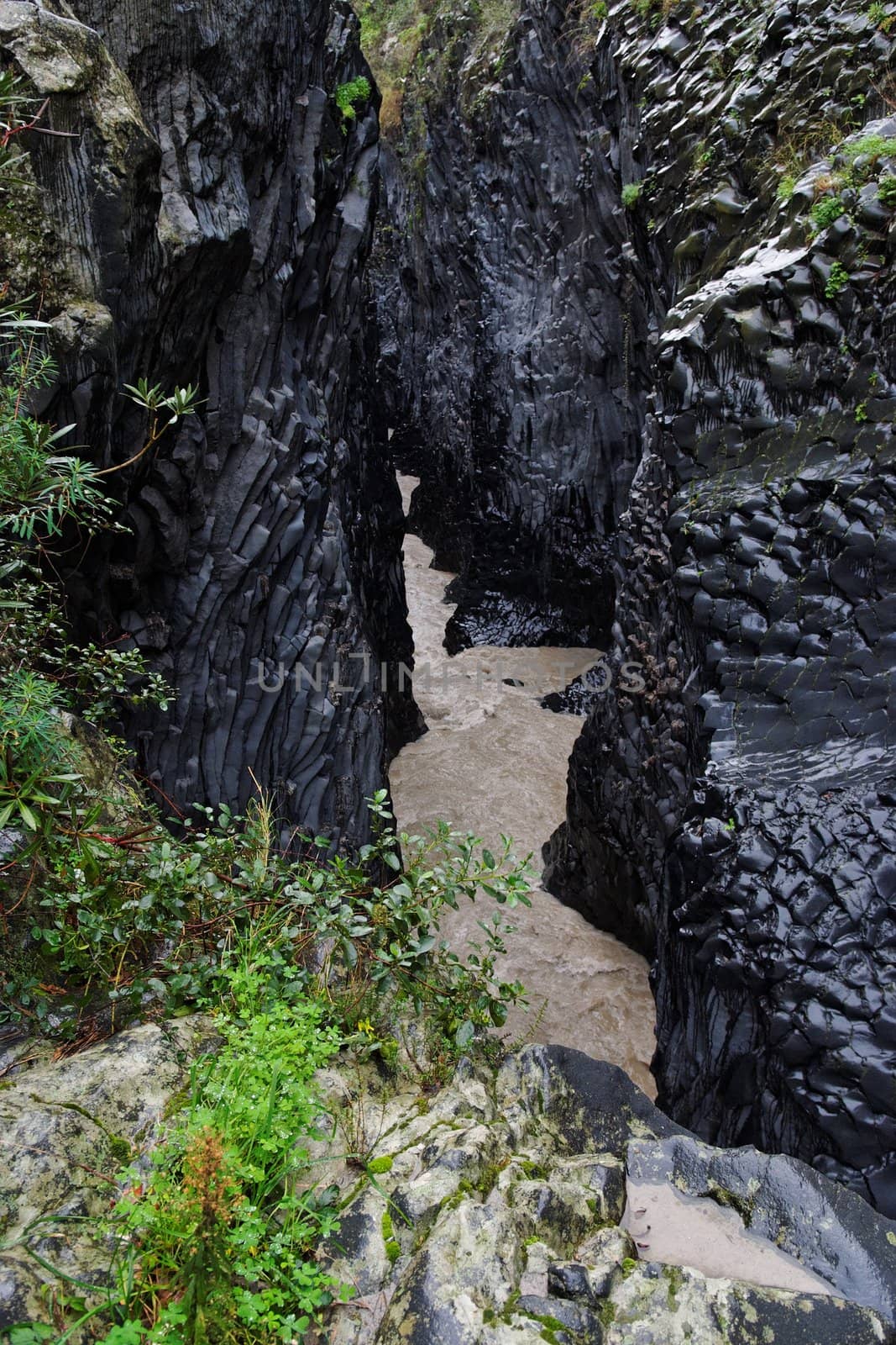 Alcantara river gorge in Sicily, Italy