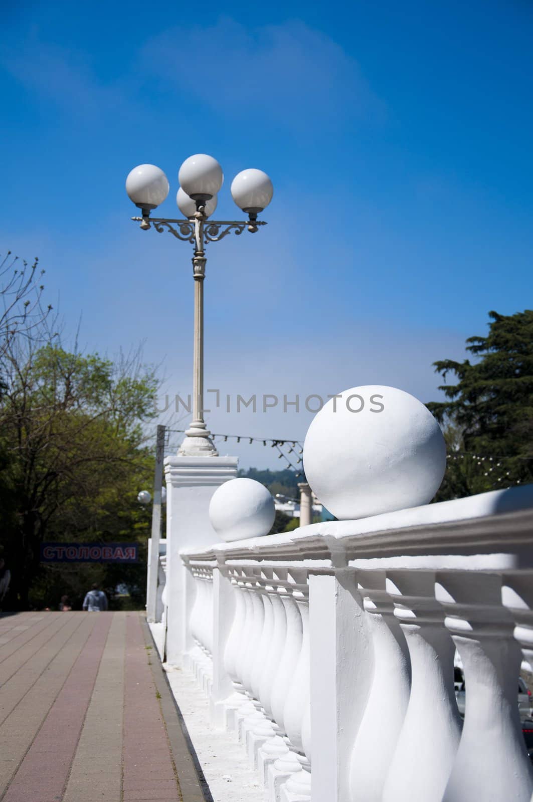 terrace overlooking the street with concrete balustrade