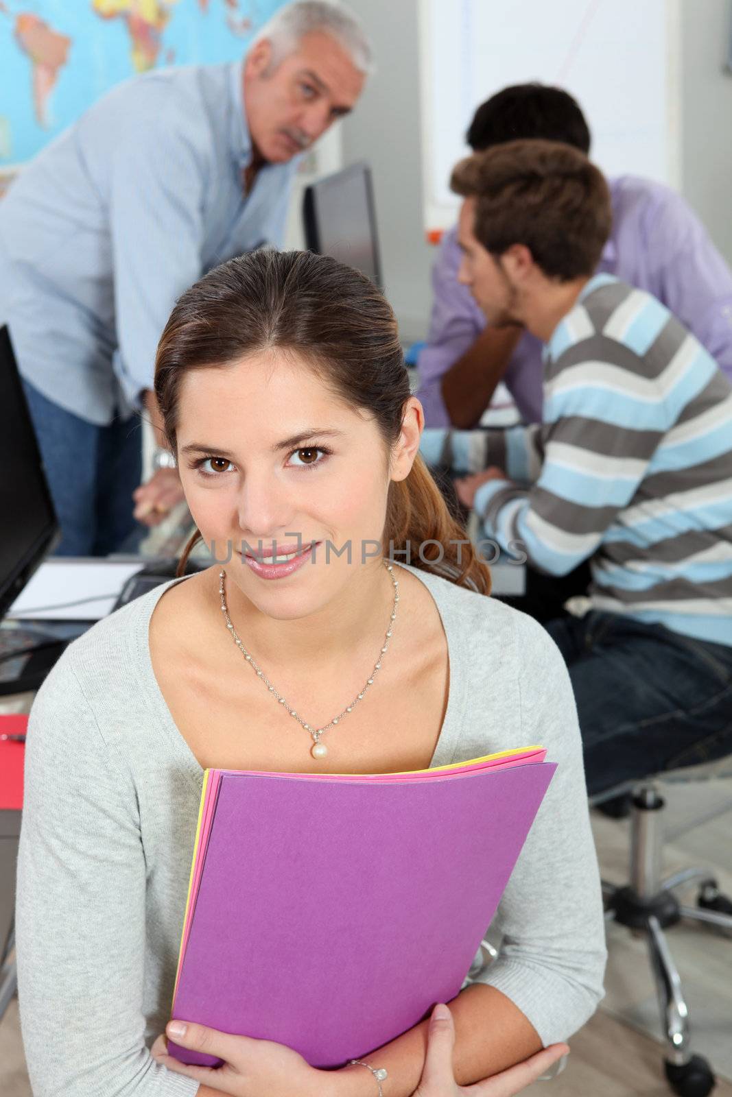 Adult student in a classroom environment