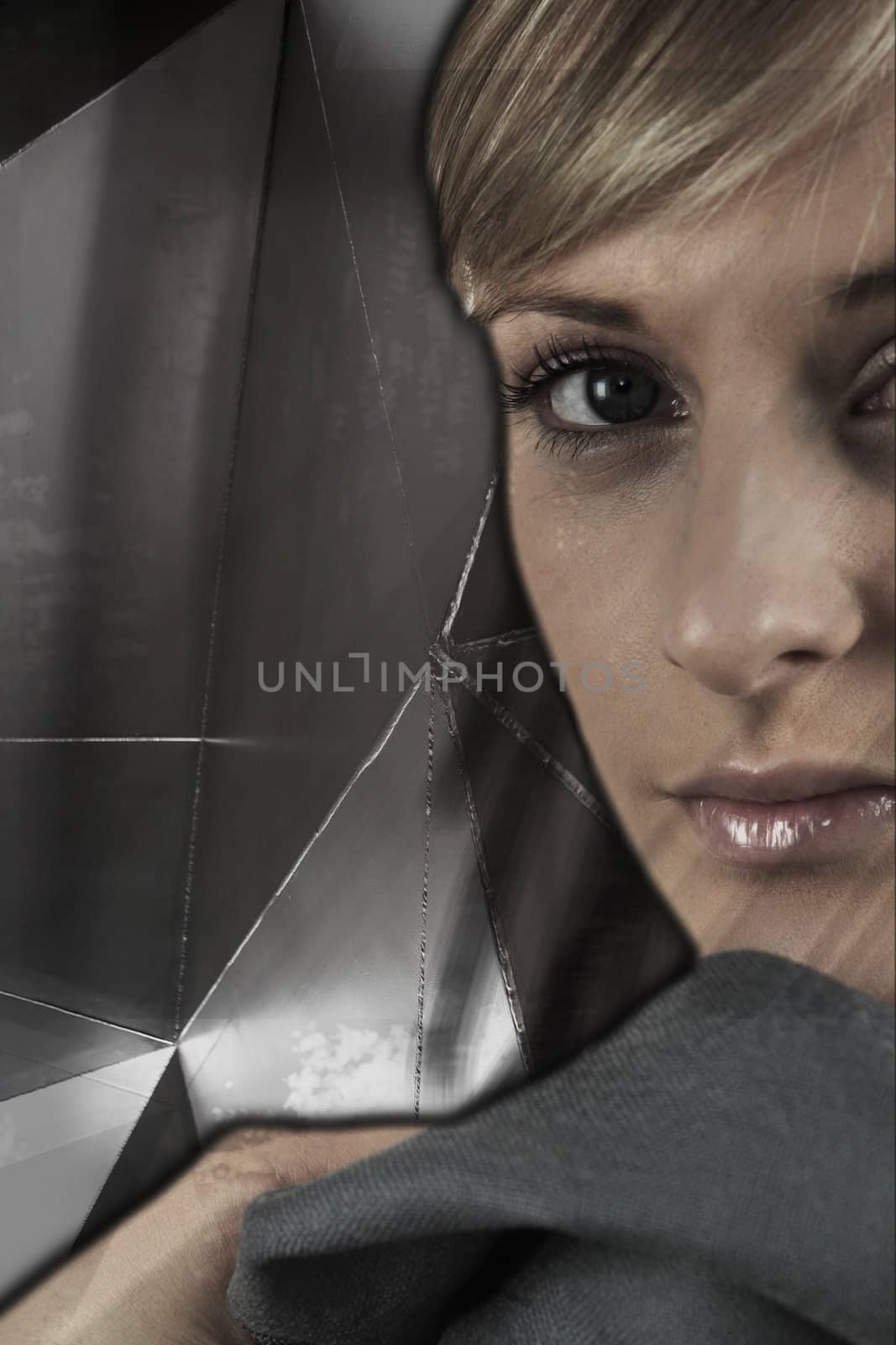blonde woman with glossy lips