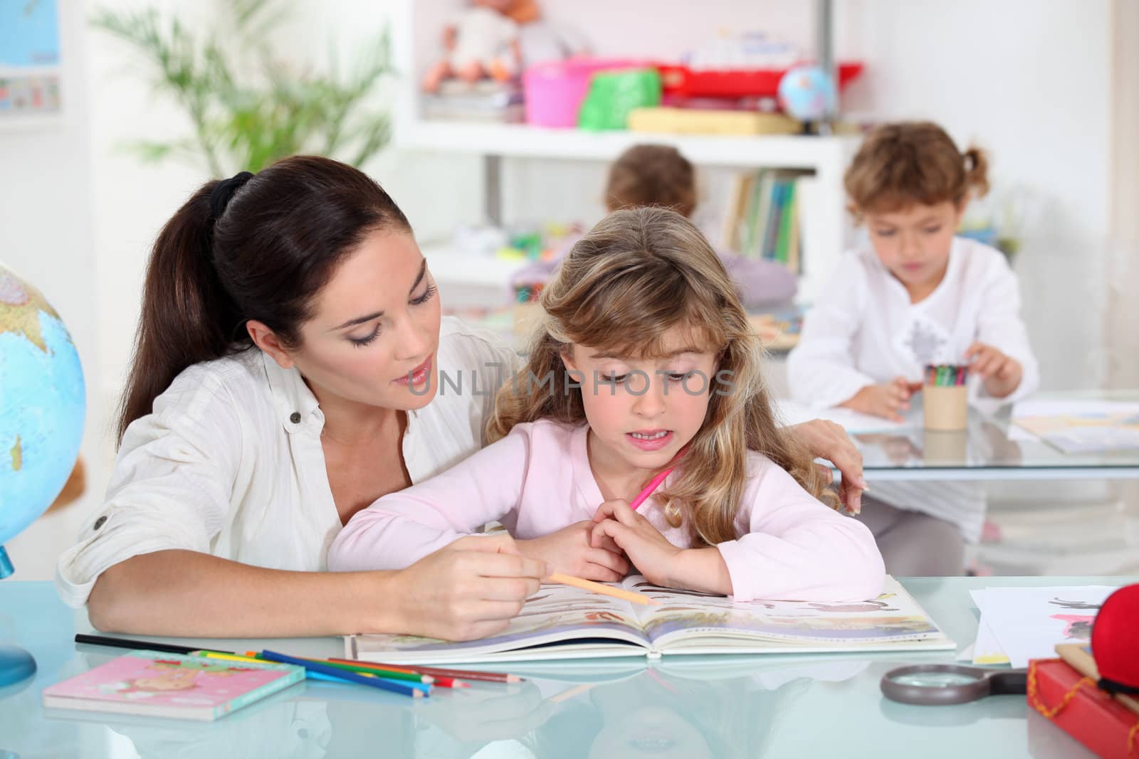 little girl at school by phovoir