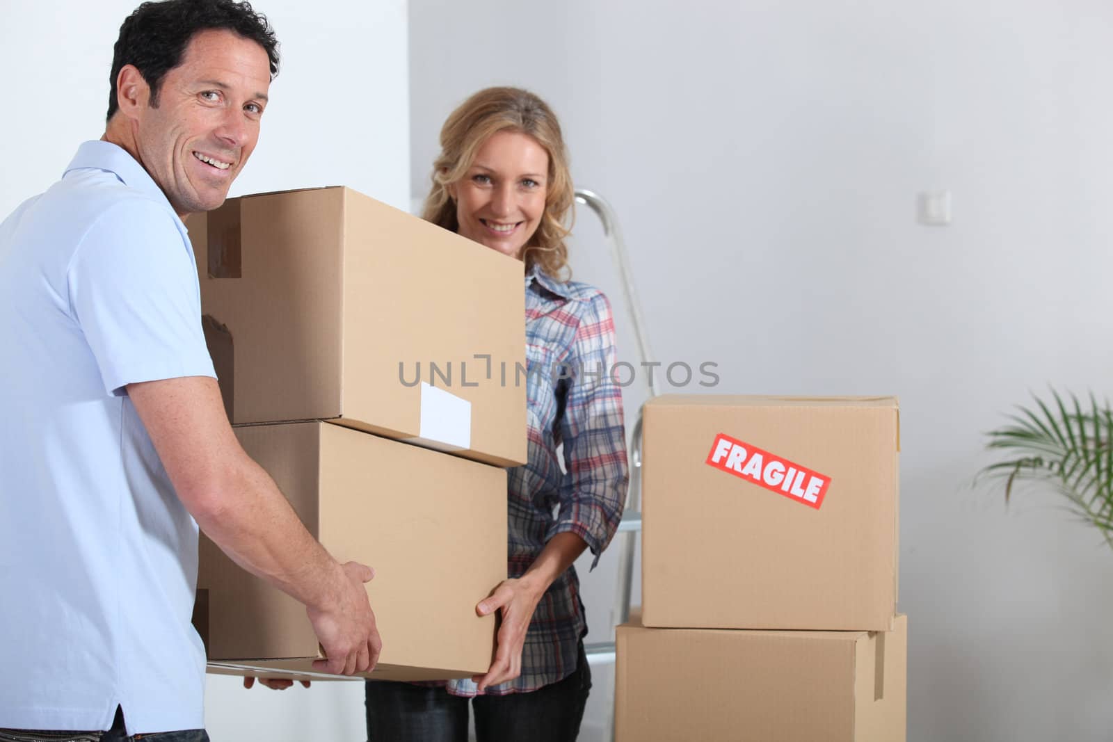 portrait of a couple moving