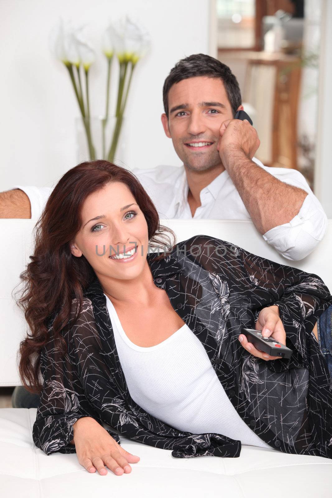 Couple watching television