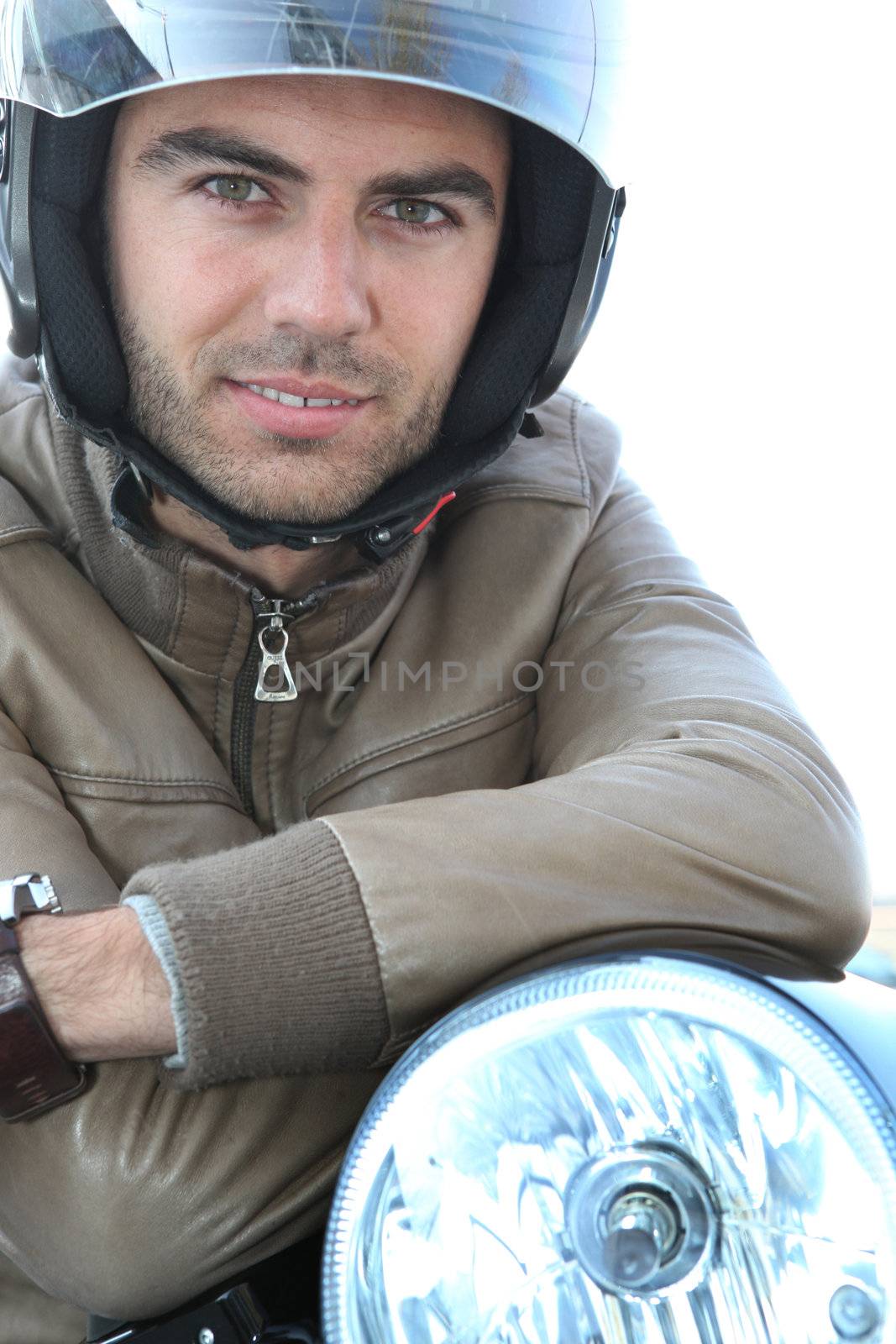 Young man on a motorbike