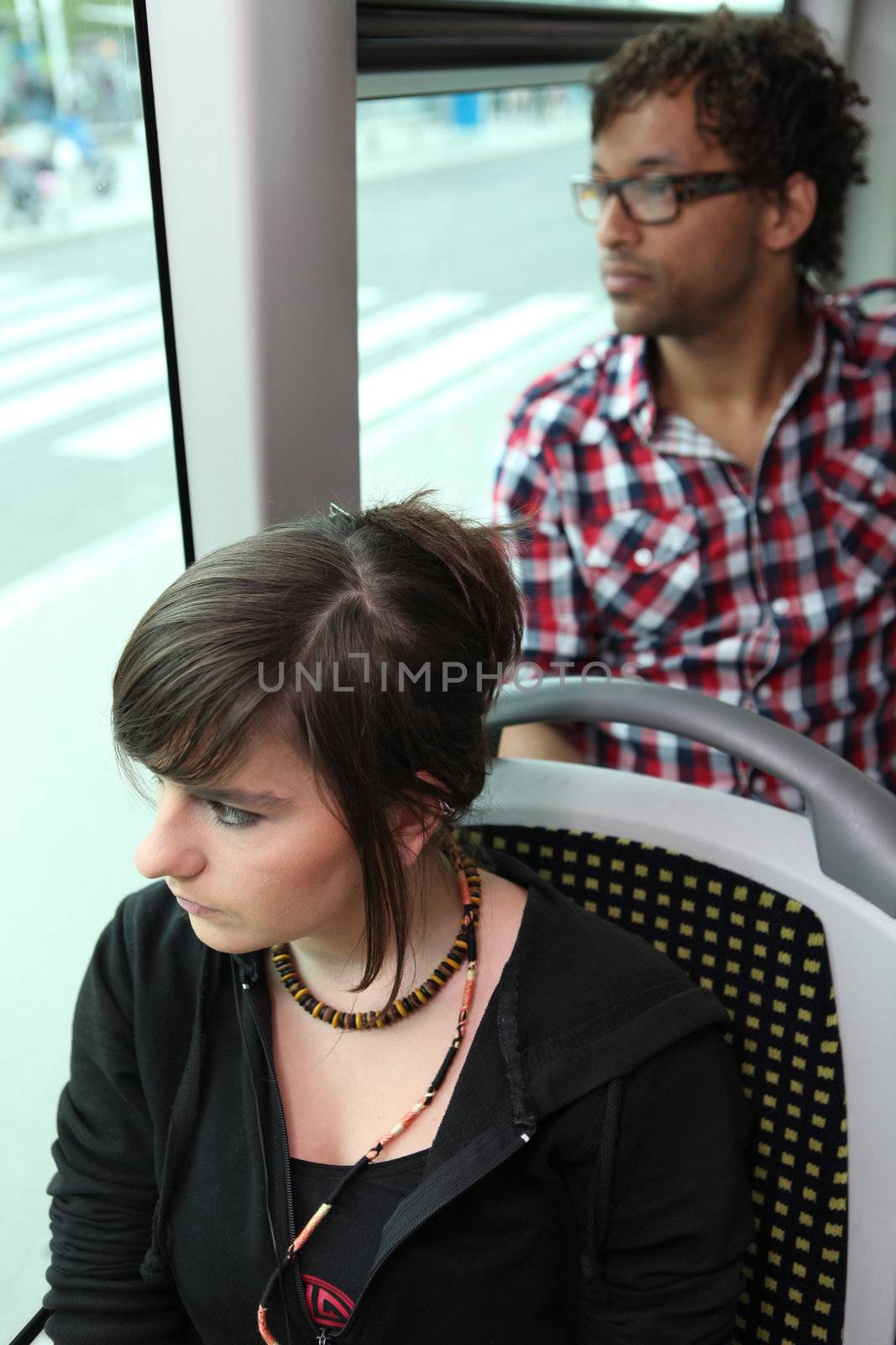 Passengers riding the bus