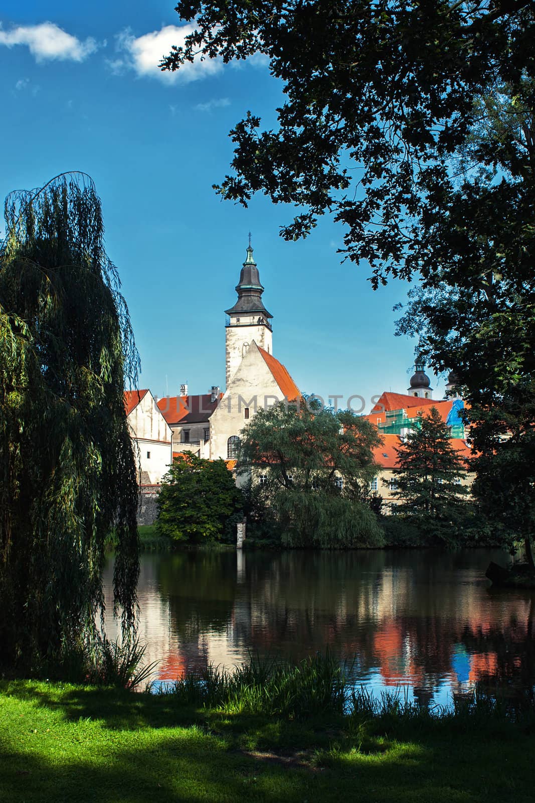 View from park in Telc town Vysocina Czech Republic 