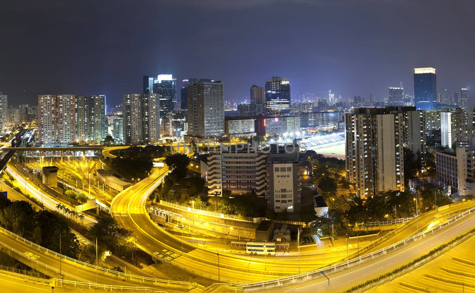 Traffic in Hong Kong at night