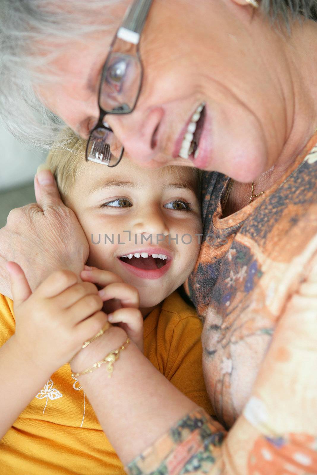 Woman hugging her grandchild