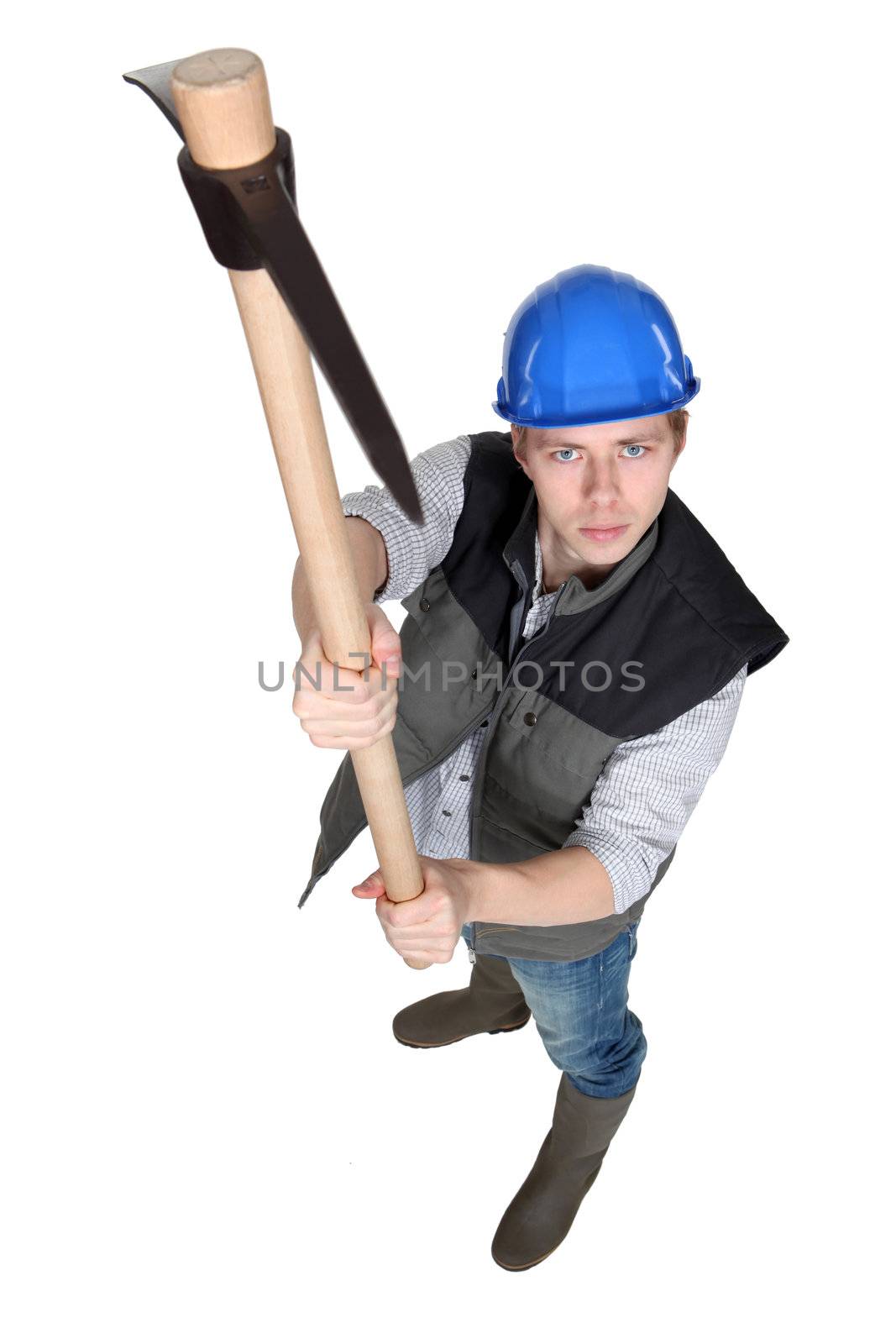 Man posing with axe