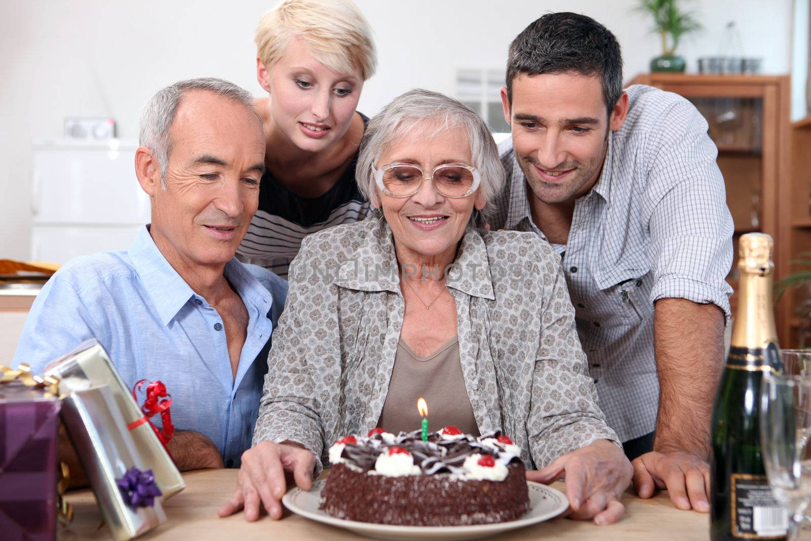 Family gathered together for birthday party