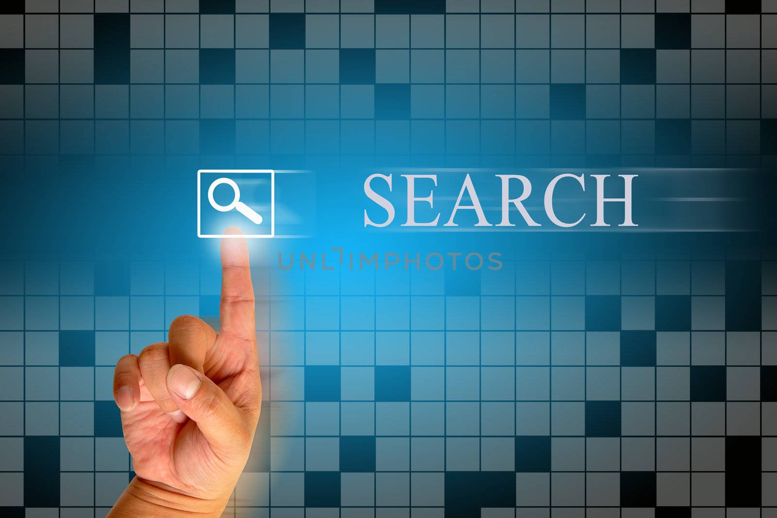 Hand clicking internet search page by phanlop88
