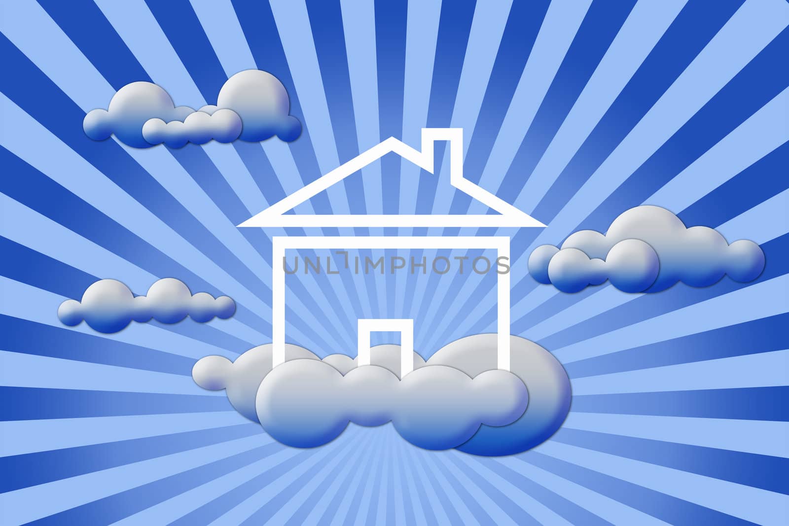 Conceptual image - House in clouds