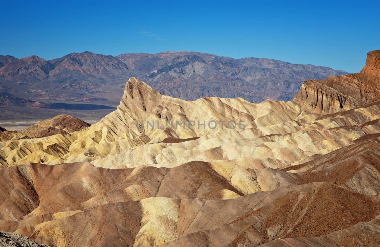 Death valley landscape viewed from zabrinski point