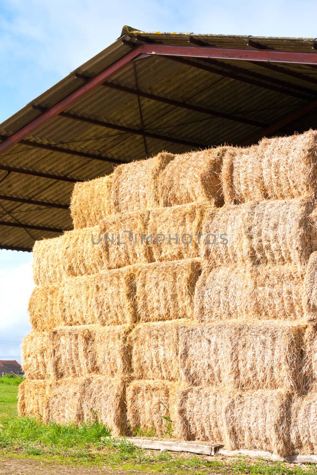 Haystack stored on a French farm