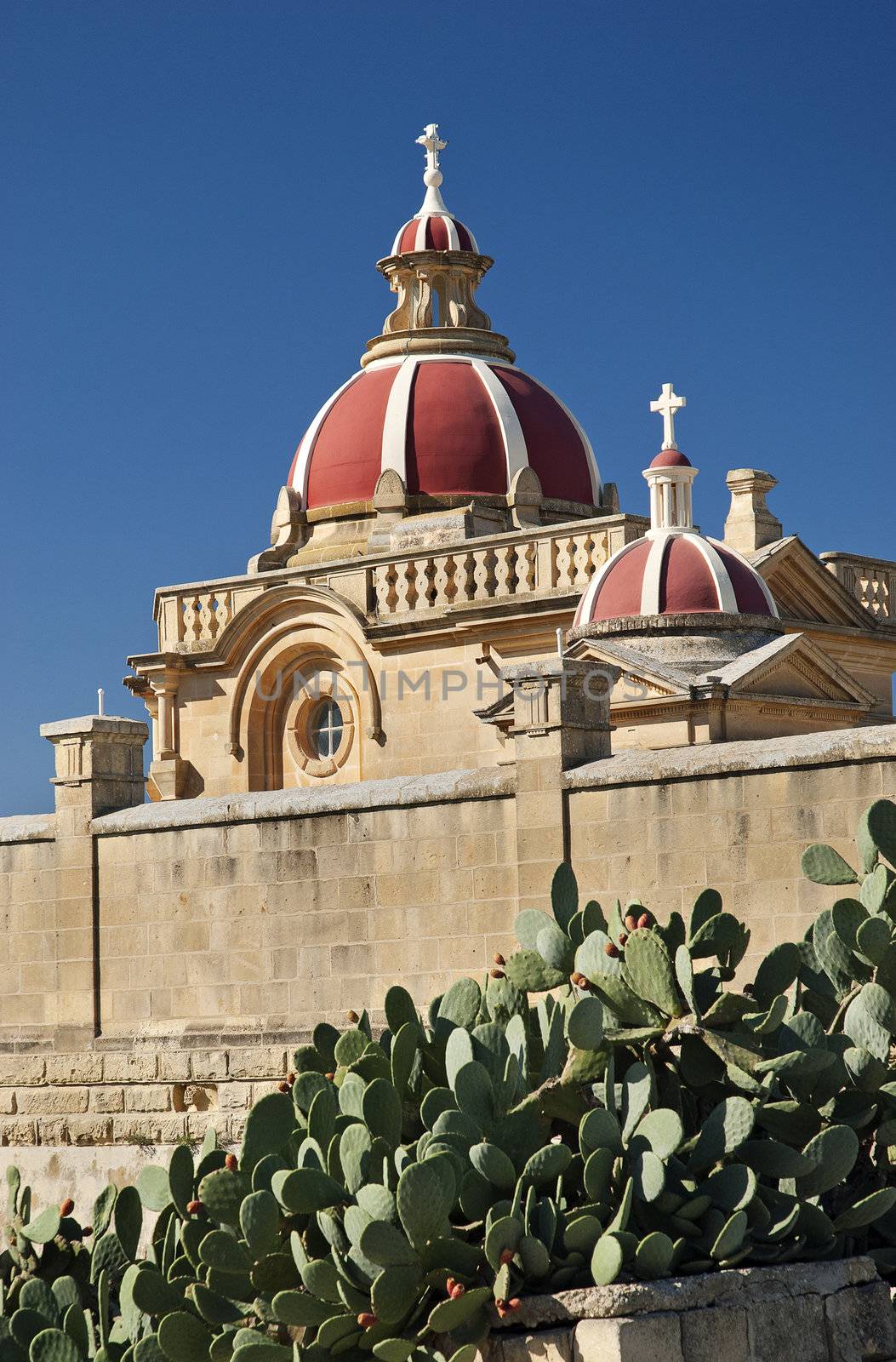 architecture detail of church in gozo island malta