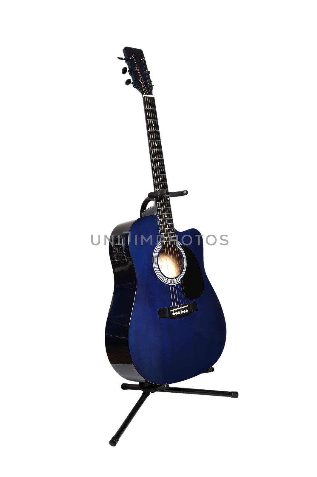 acoustic guitar stand on a white background