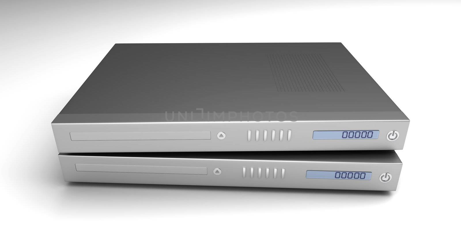 Two generic bluray / DVD devices. 3D rendered Illustration.  